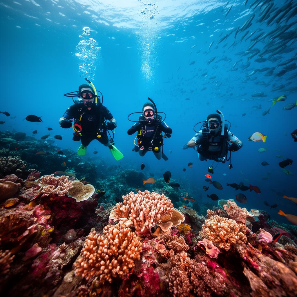 Divers on reef